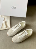 ALO 25S SUNSET SNEAKER IN CREAM WHITE SUEDE