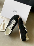ALO 25S SUNSET SNEAKER IN BLACK SUEDE