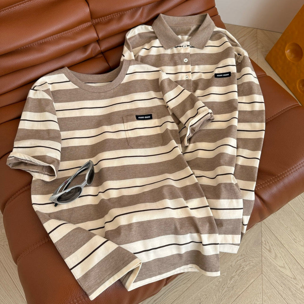 MIU STRIPED TEE IN TWO VERSIONS 25S IN COTTON 265679
