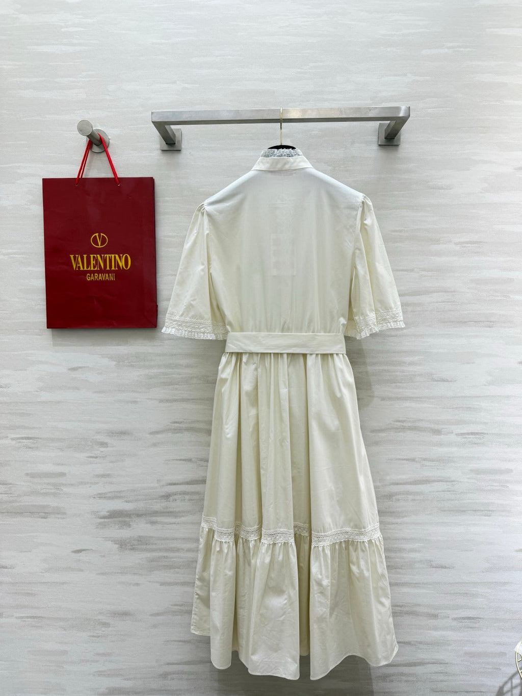VALENTINO 26S SHORT SLEEVE LACE MIDI DRESS 117