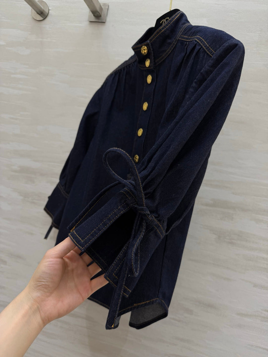 ZIMMERMANN 26S STAND COLLAR DENIM SHIRT STYLE 41