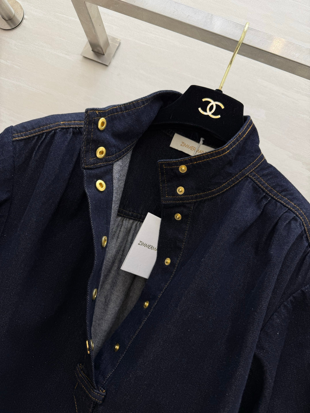 ZIMMERMANN 26S STAND COLLAR DENIM SHIRT STYLE 41