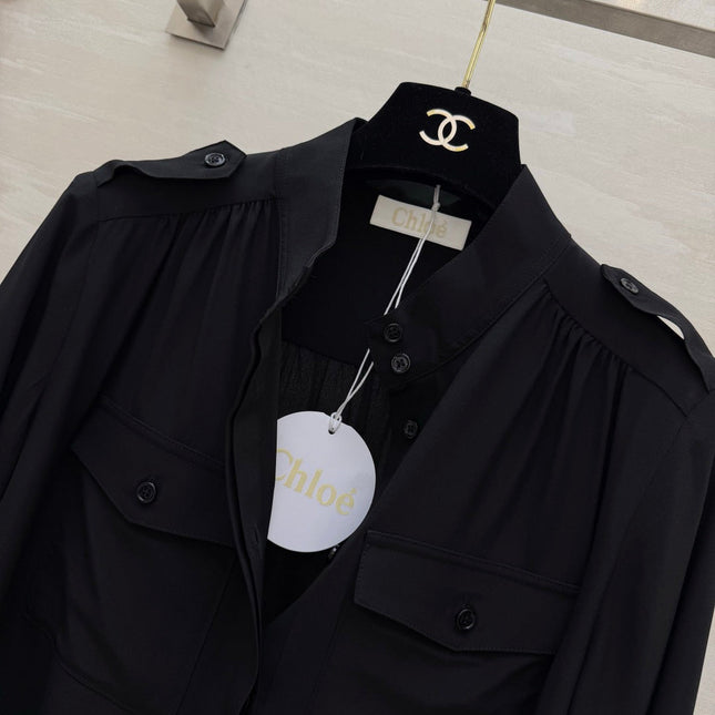 CHLOE 26S STAND COLLAR SILK SHIRT STYLE 51