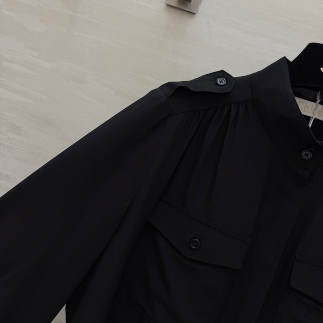 CHLOE 26S STAND COLLAR SILK SHIRT STYLE 51