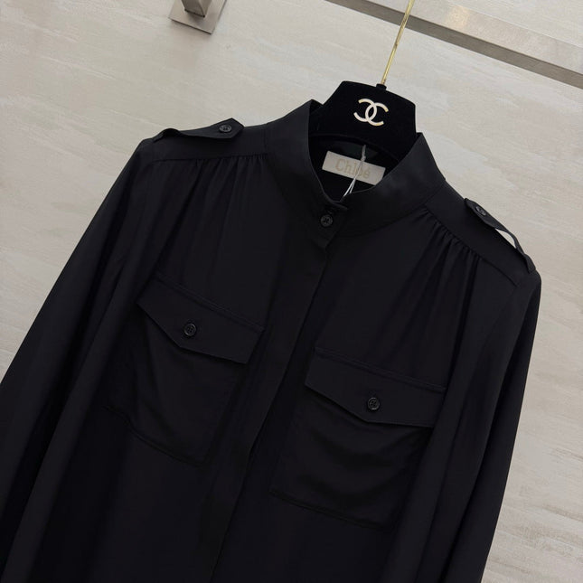 CHLOE 26S STAND COLLAR SILK SHIRT STYLE 51
