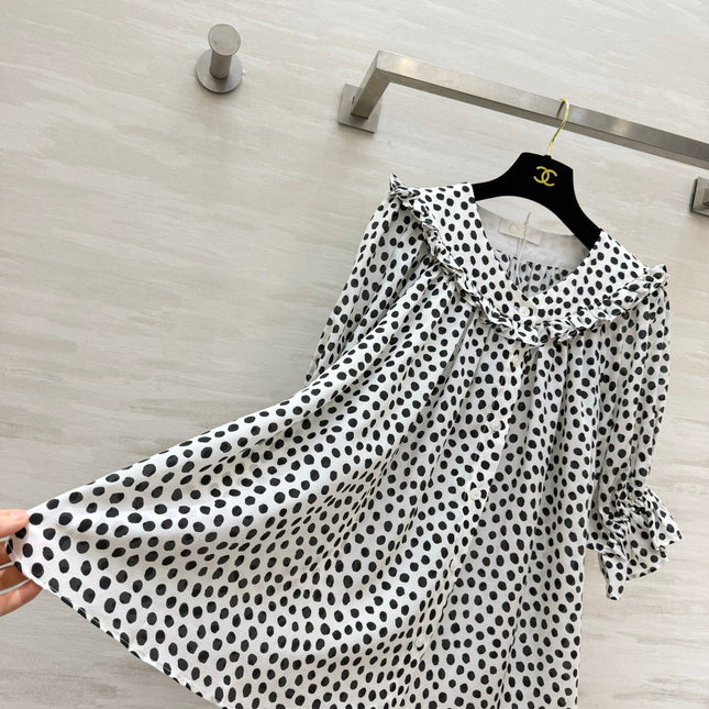 CHLOE 26S PLEATED SILK POLKA DOT BLOUSE STYLE 28