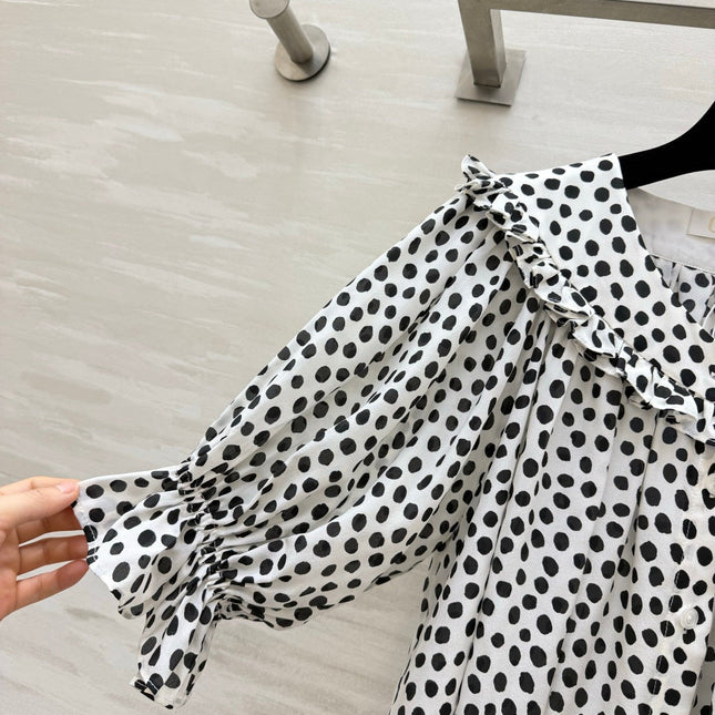 CHLOE 26S PLEATED SILK POLKA DOT BLOUSE STYLE 28