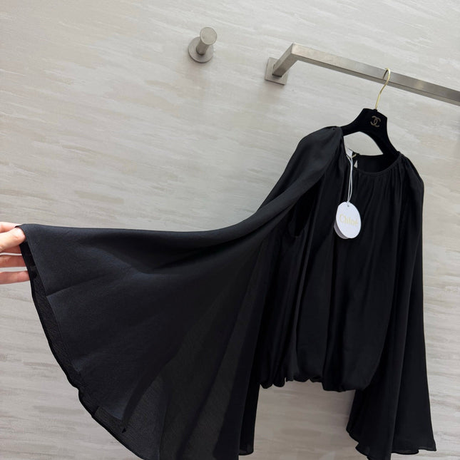 CHLOE 26S PLEATED PUFF SLEEVE TOP STYLE 27