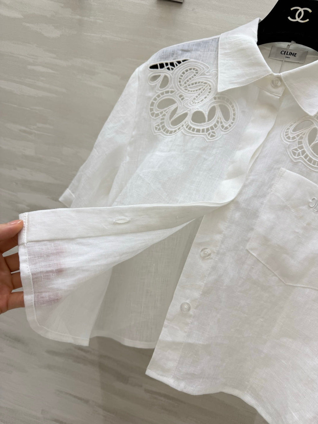 CELINE 26S WHITE SHORT-SLEEVE SHIRT 414