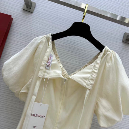 VALENTINO 26S SHORT-SLEEVE V-NECK MAXI DRESS 421