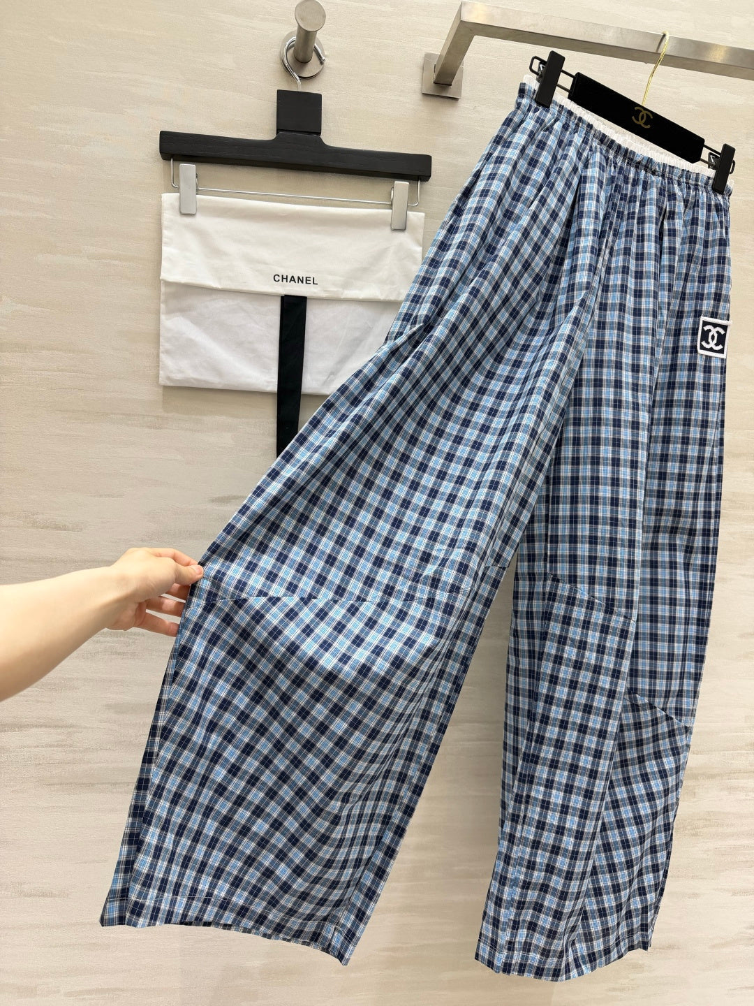 CHANEL 26S PLAID WIDE-LEG PANTS 1444