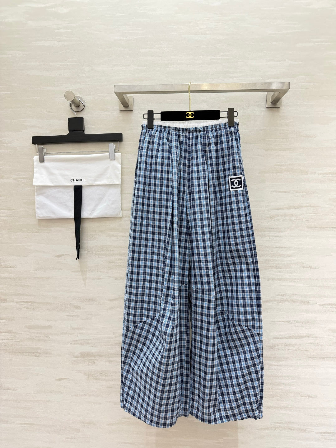 CHANEL 26S PLAID WIDE-LEG PANTS 1444
