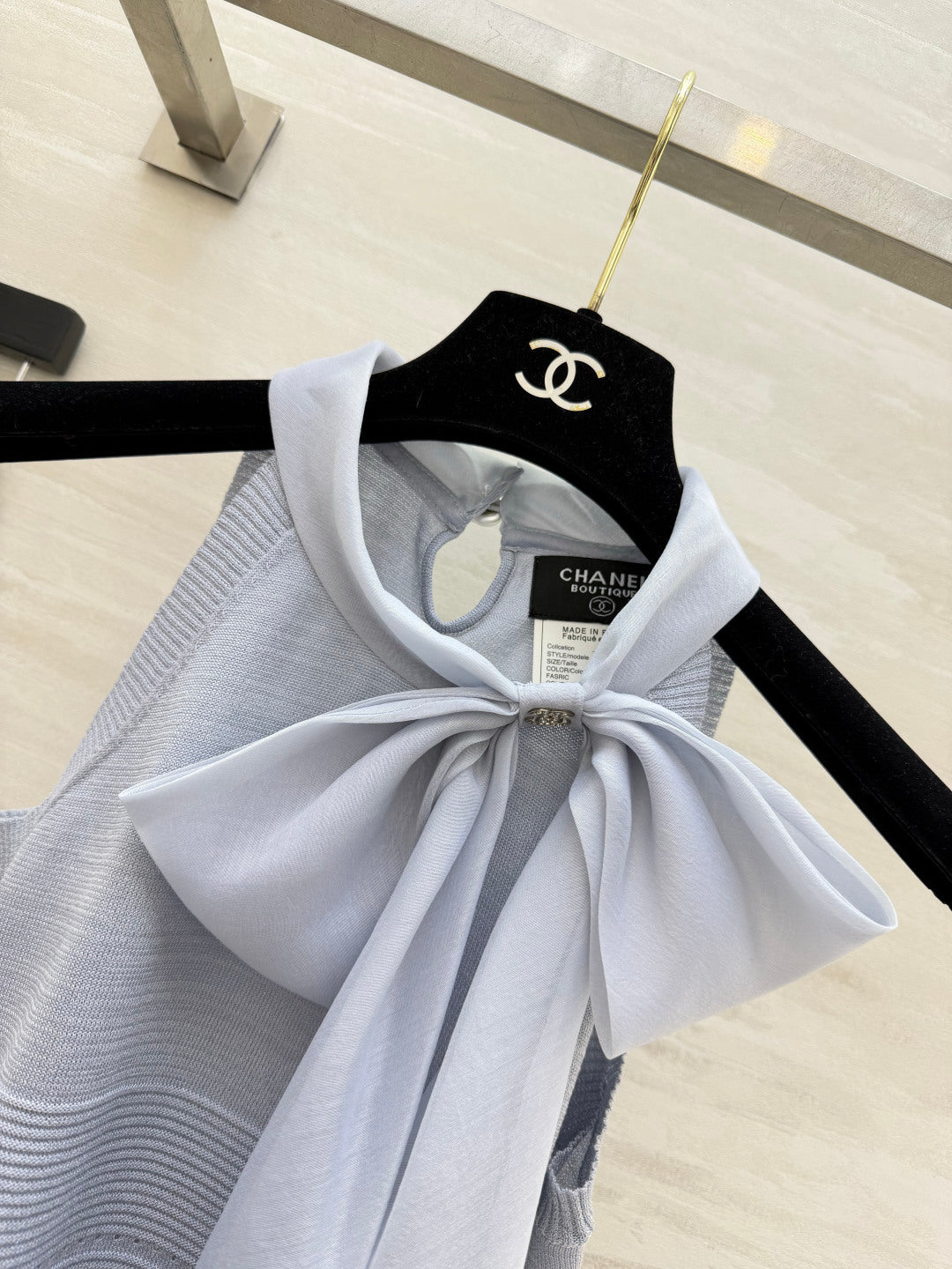CHANEL 26S BOW-NECK SLEEVELESS KNIT TOP 1426
