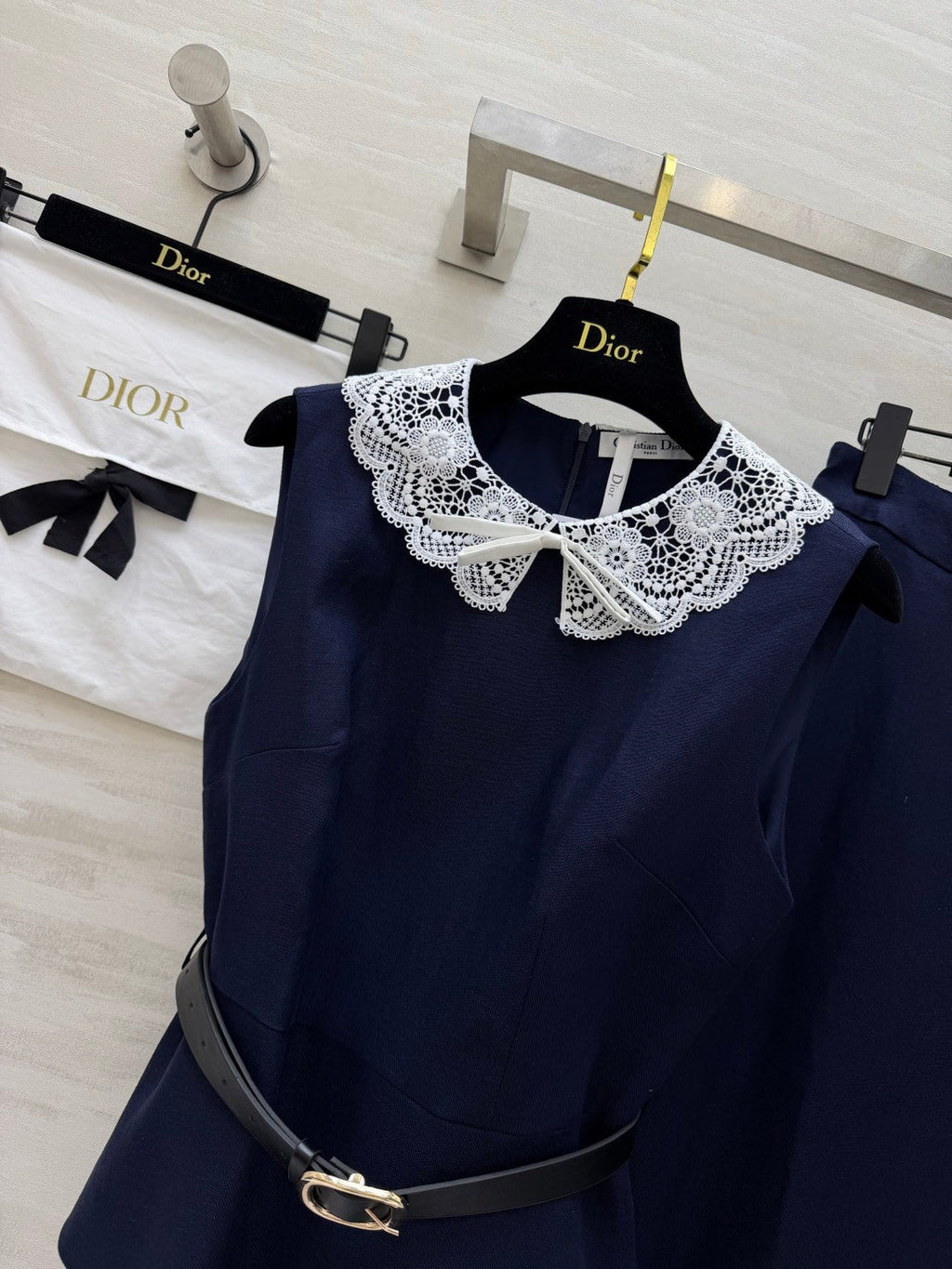 DIOR 26S TWO-PIECE SET WITH LACE-COLLAR TOP AND SKIRT 1386