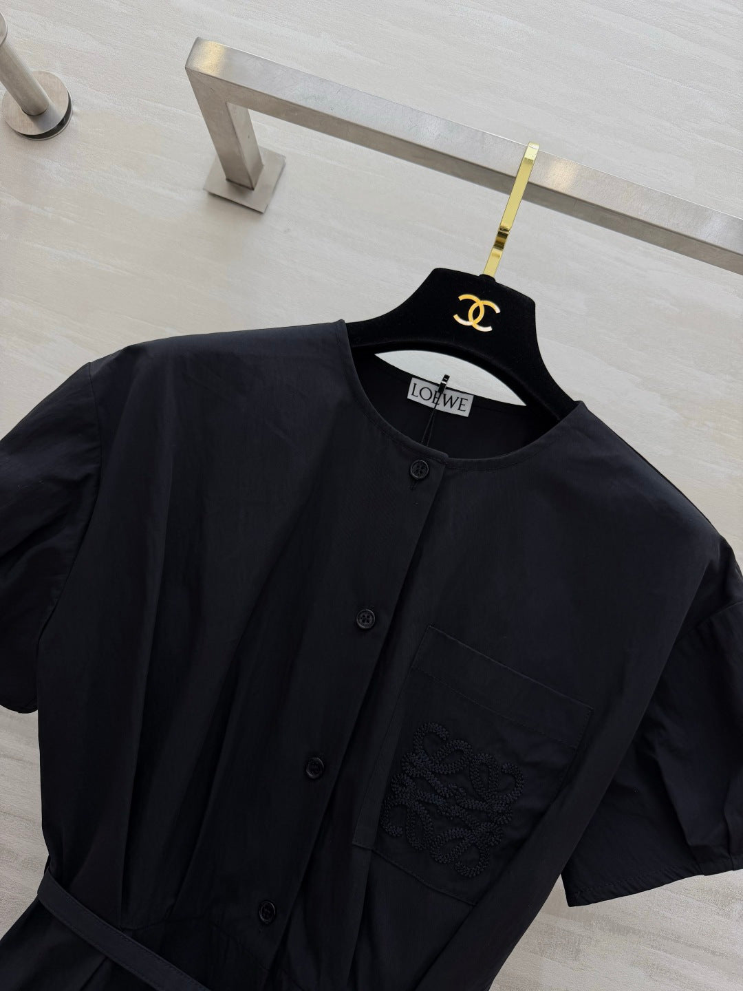 LOEWE 26S BELTED PUFF-SLEEVE SHIRT DRESS 565