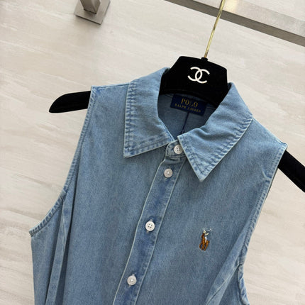 RALPH LAUREN 26S SLEEVELESS DENIM SHIRT DRESS 306