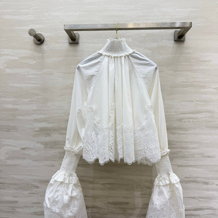 ZIMMERMANN 26S LACE-TRIM LONG-SLEEVE BLOUSE 246
