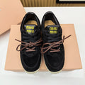 MIUMIU 26S LACE UP ESPADRILLE SNEAKERS IN BLACK SUEDE ROPE SOLE