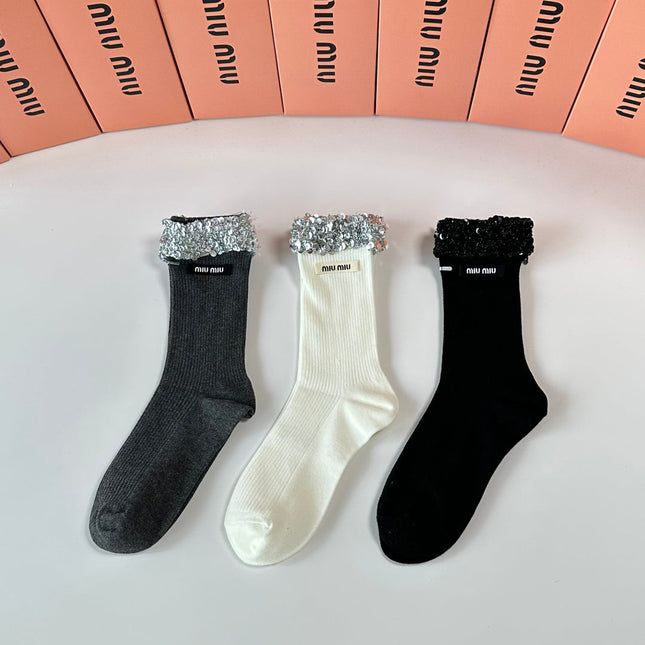 MIUMIU 26S CREW SOCKS 394024 (1 BOX)
