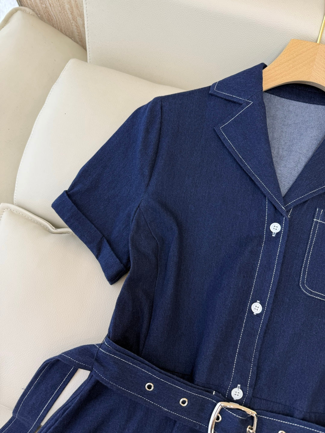 CELINE 26S LONG SHORT SLEEVE DENIM DRESS 367