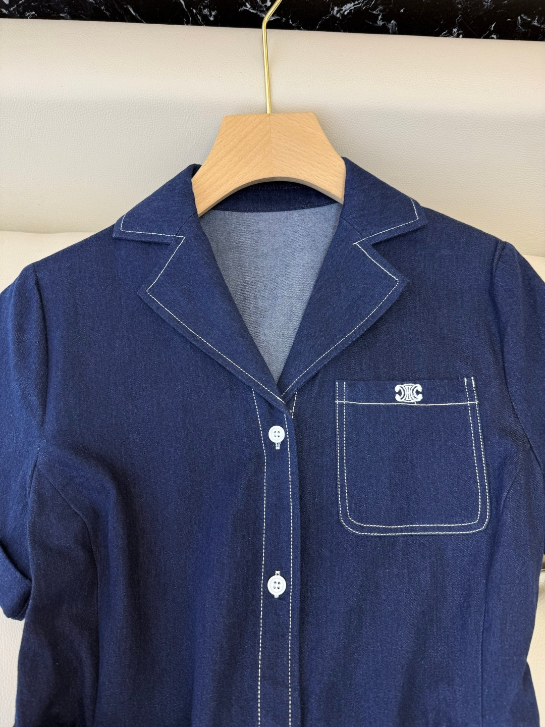 CELINE 26S LONG SHORT SLEEVE DENIM DRESS 367