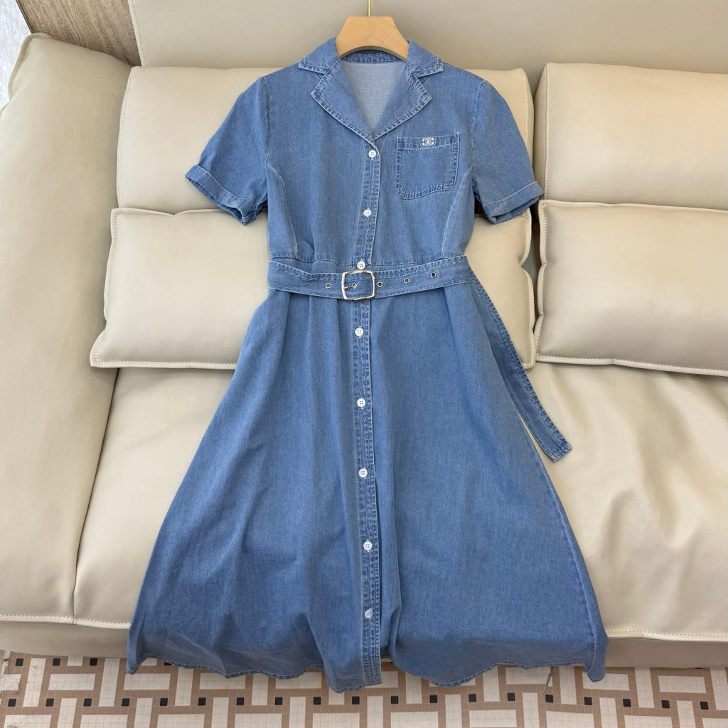 CELINE 26S LONG SHORT SLEEVE DENIM DRESS 366
