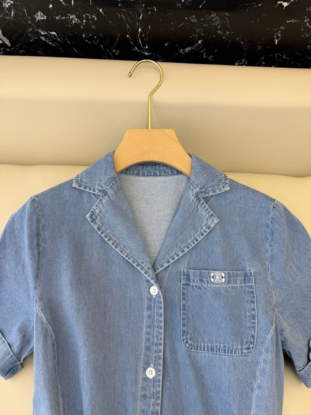CELINE 26S LONG SHORT SLEEVE DENIM DRESS 366
