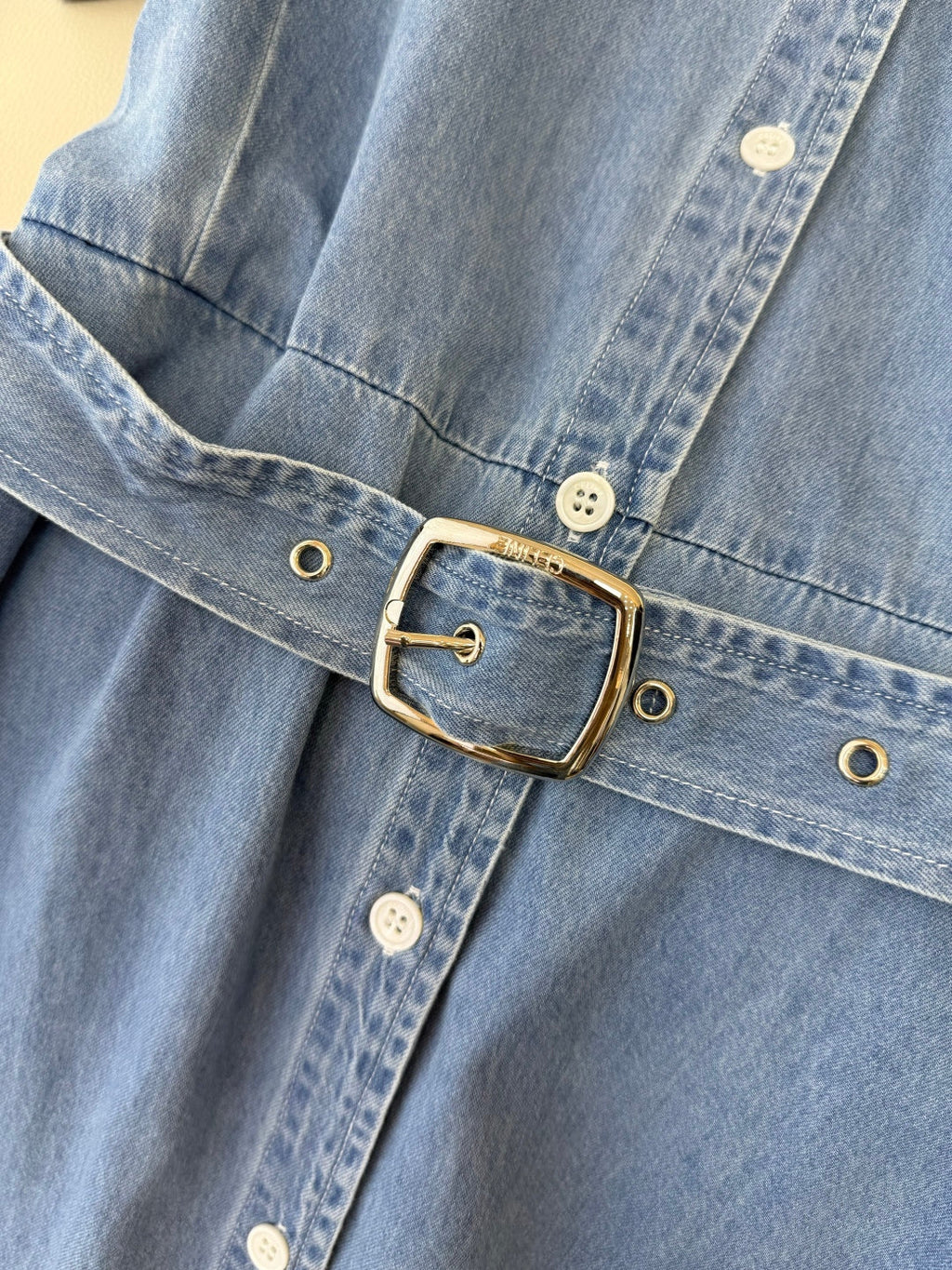 CELINE 26S LONG SHORT SLEEVE DENIM DRESS 366