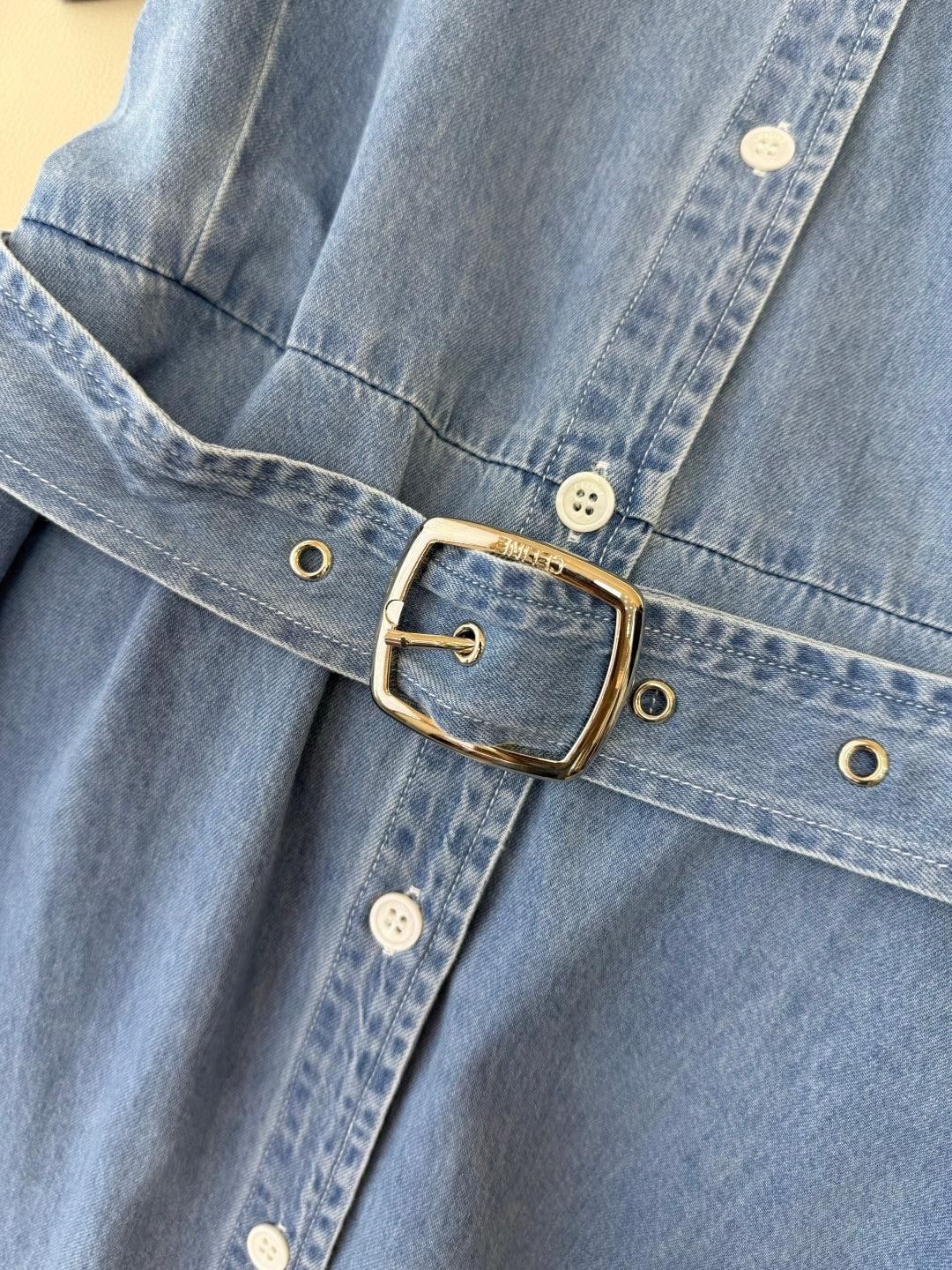CELINE 26S LONG SHORT SLEEVE DENIM DRESS 366