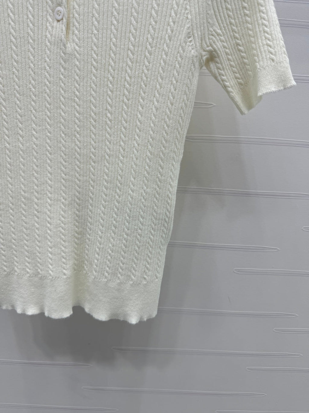 MIU 25S SHORT SLEEVE BEADED COLLAR SHIRT 264247