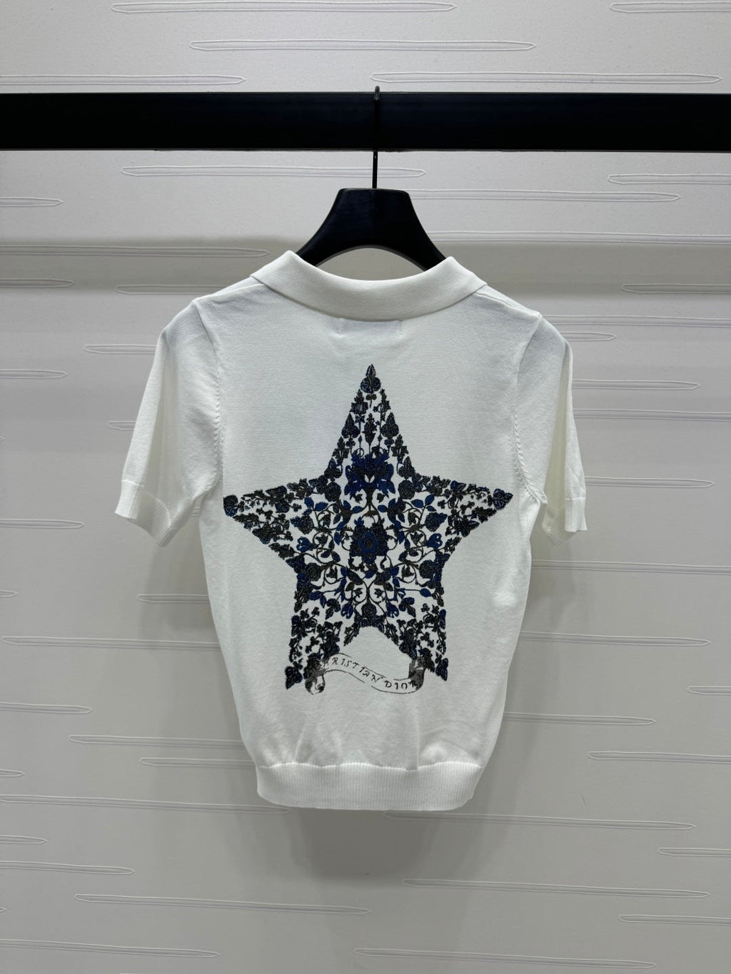 DIOR EMBROIDERED LOGO KNIT POLO SHIRT