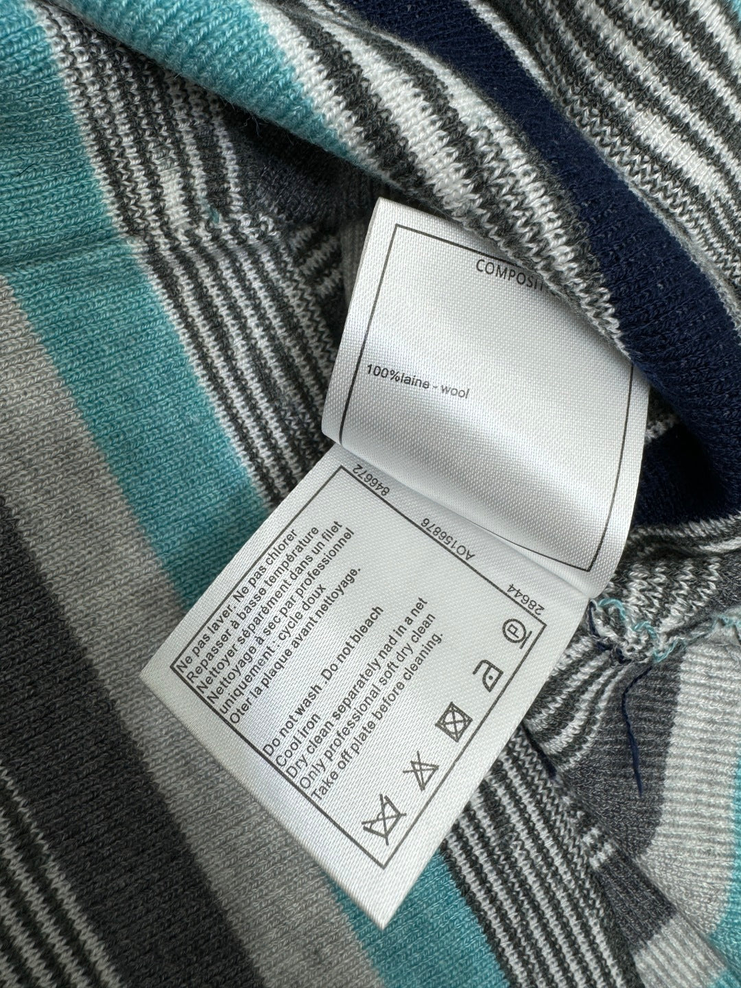 Chanel 25 Sleeveless Striped Top In Blue And Gray