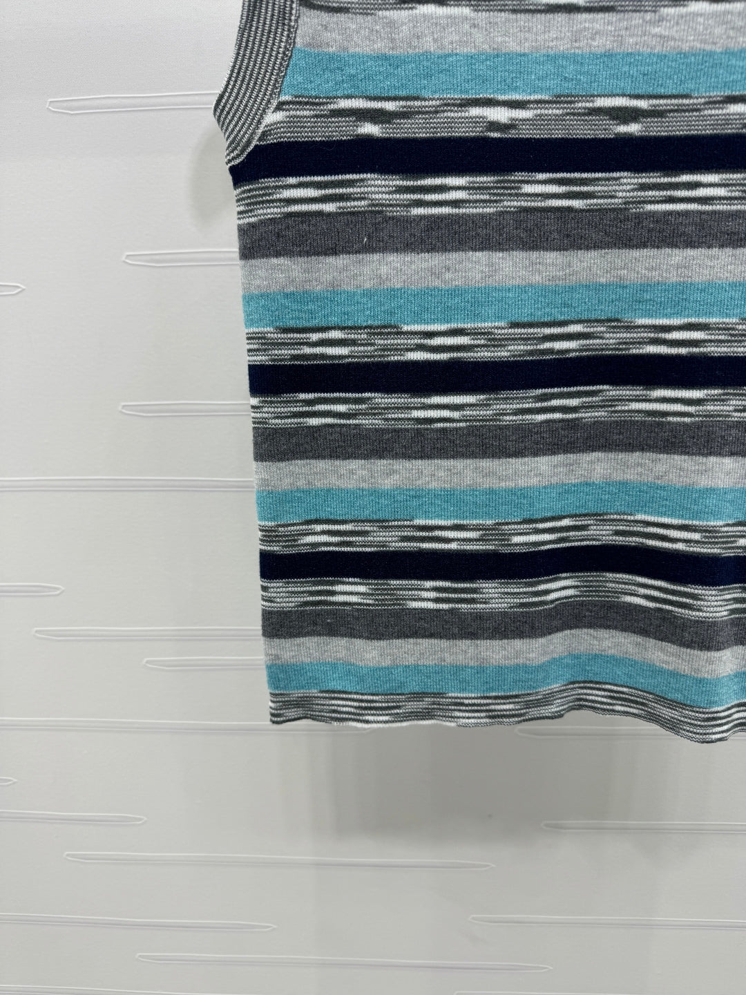 Chanel 25 Sleeveless Striped Top In Blue And Gray