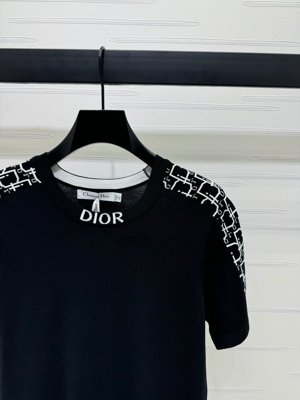 DIOR SHORT-SLEEVE JACQUARD KNIT TOP 274855