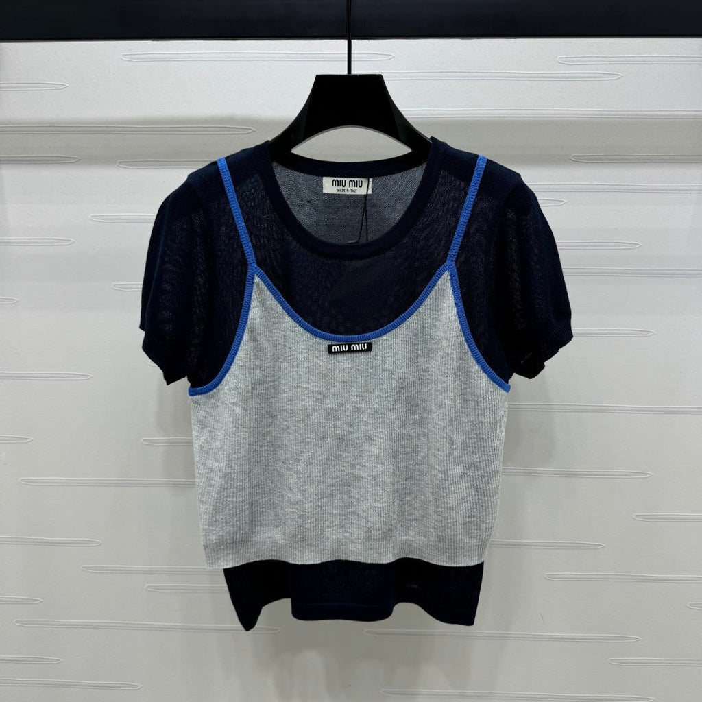 MIU 25S 2 PIECE KNITTED TOP WITH STRAPS 264131