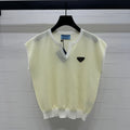 PRAD 25S STRIPED V-NECK KNITTED VEST 264128