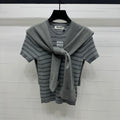 MIU 25S SHORT SLEEVE STRIPED KNITTED CAPE 264139