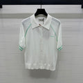 MIU 25S ROUND NECK STRIPED KNIT RAGLAN SHORT SLEEVES 264108