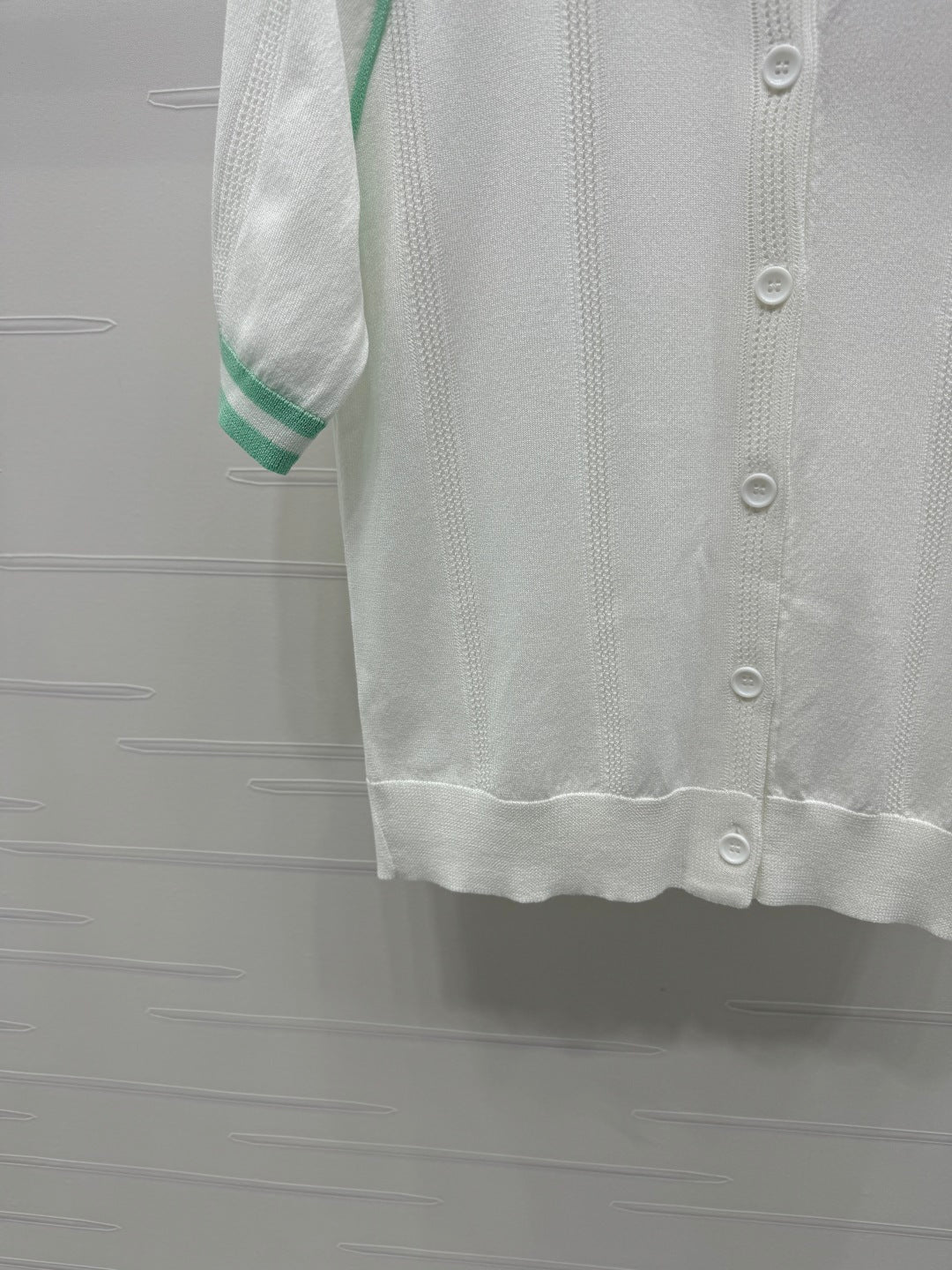 MIU 25S ROUND NECK STRIPED KNIT RAGLAN SHORT SLEEVES 264108