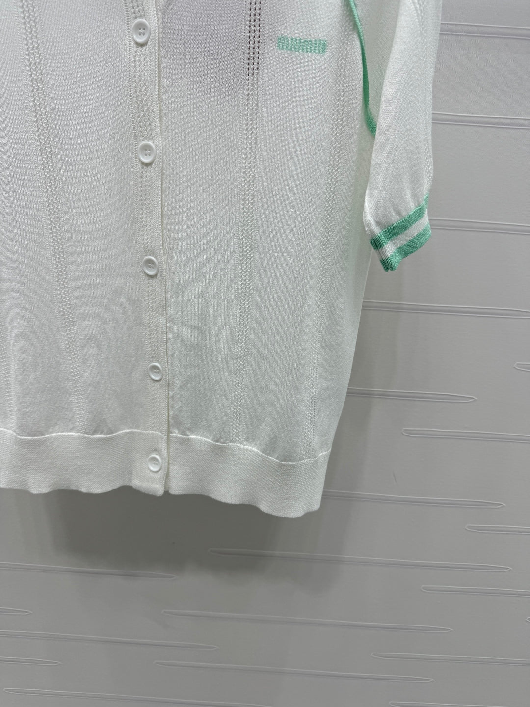 MIU 25S ROUND NECK STRIPED KNIT RAGLAN SHORT SLEEVES 264108