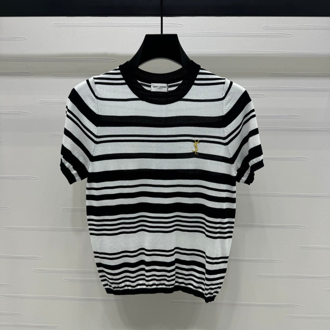 YSL 25S WHITE COLLAR SHORT SLEEVE T-SHIRT 264093