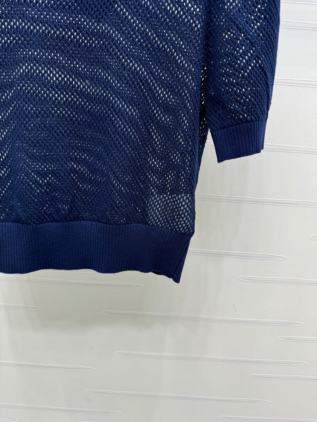 PRAD 25S HOLLOW KNIT SHORT SLEEVE TOP 264135