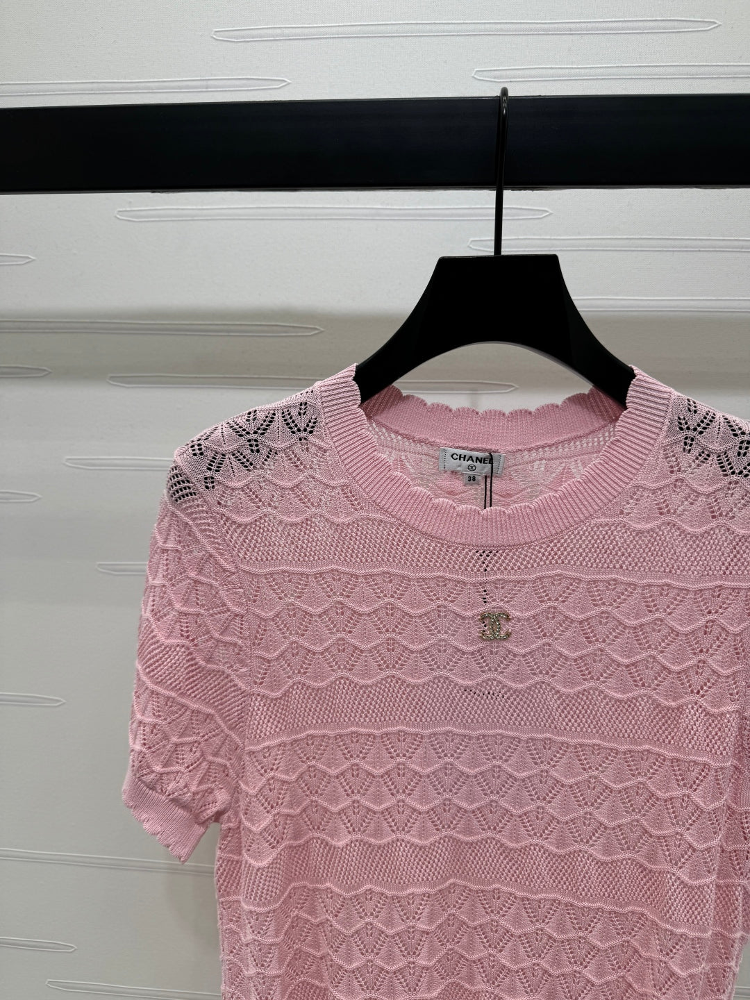 CHANEL 25S HOLLOW KNIT SHORT SLEEVE TOP 264152