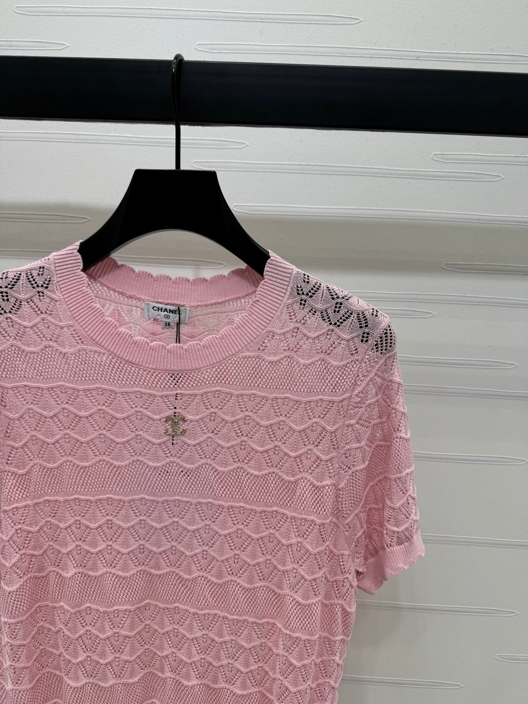 CHANEL 25S HOLLOW KNIT SHORT SLEEVE TOP 264152