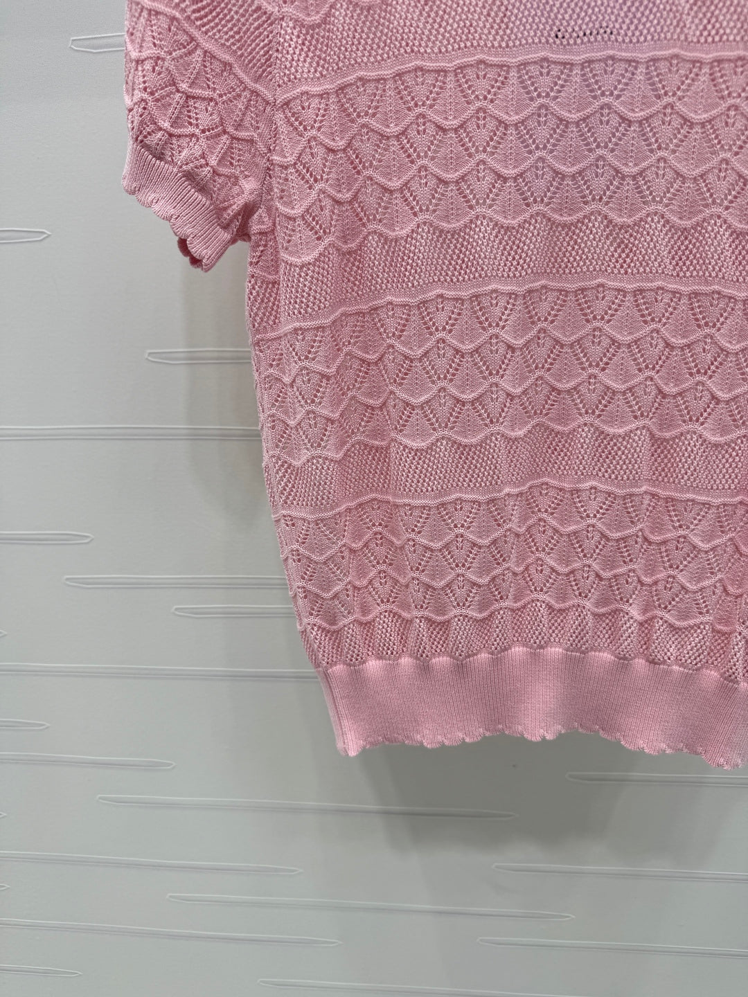 CHANEL 25S HOLLOW KNIT SHORT SLEEVE TOP 264152