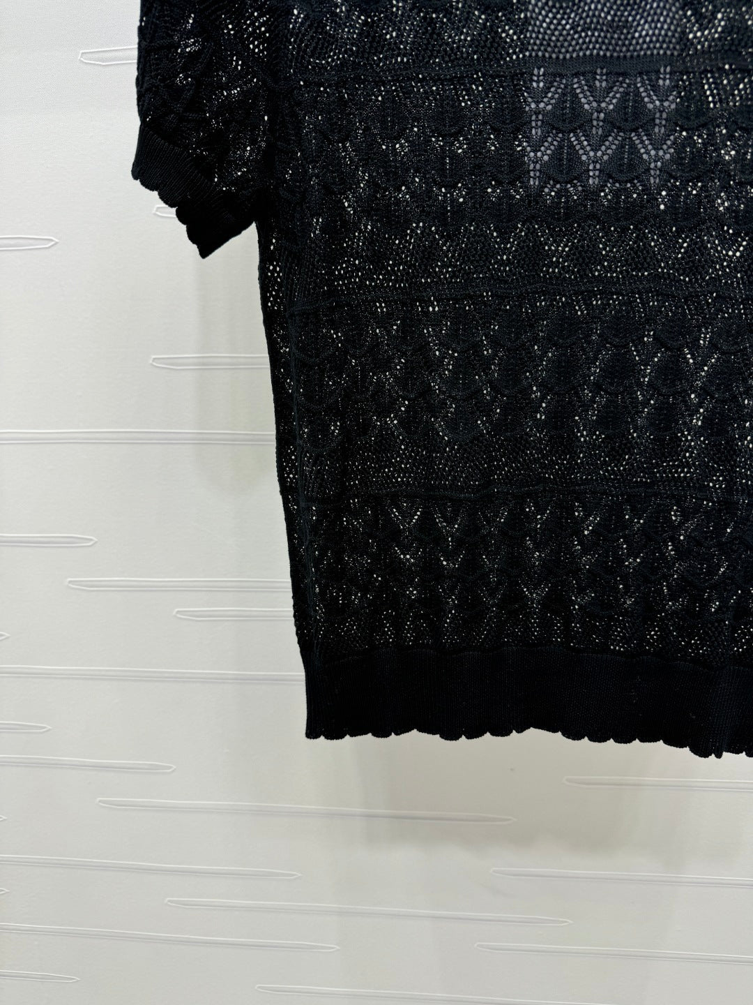 CHANEL 25S HOLLOW KNIT SHORT SLEEVE TOP 264151