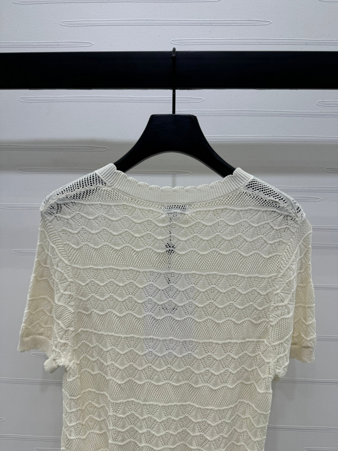 CHANEL 25S HOLLOW KNIT SHORT SLEEVE TOP 264150