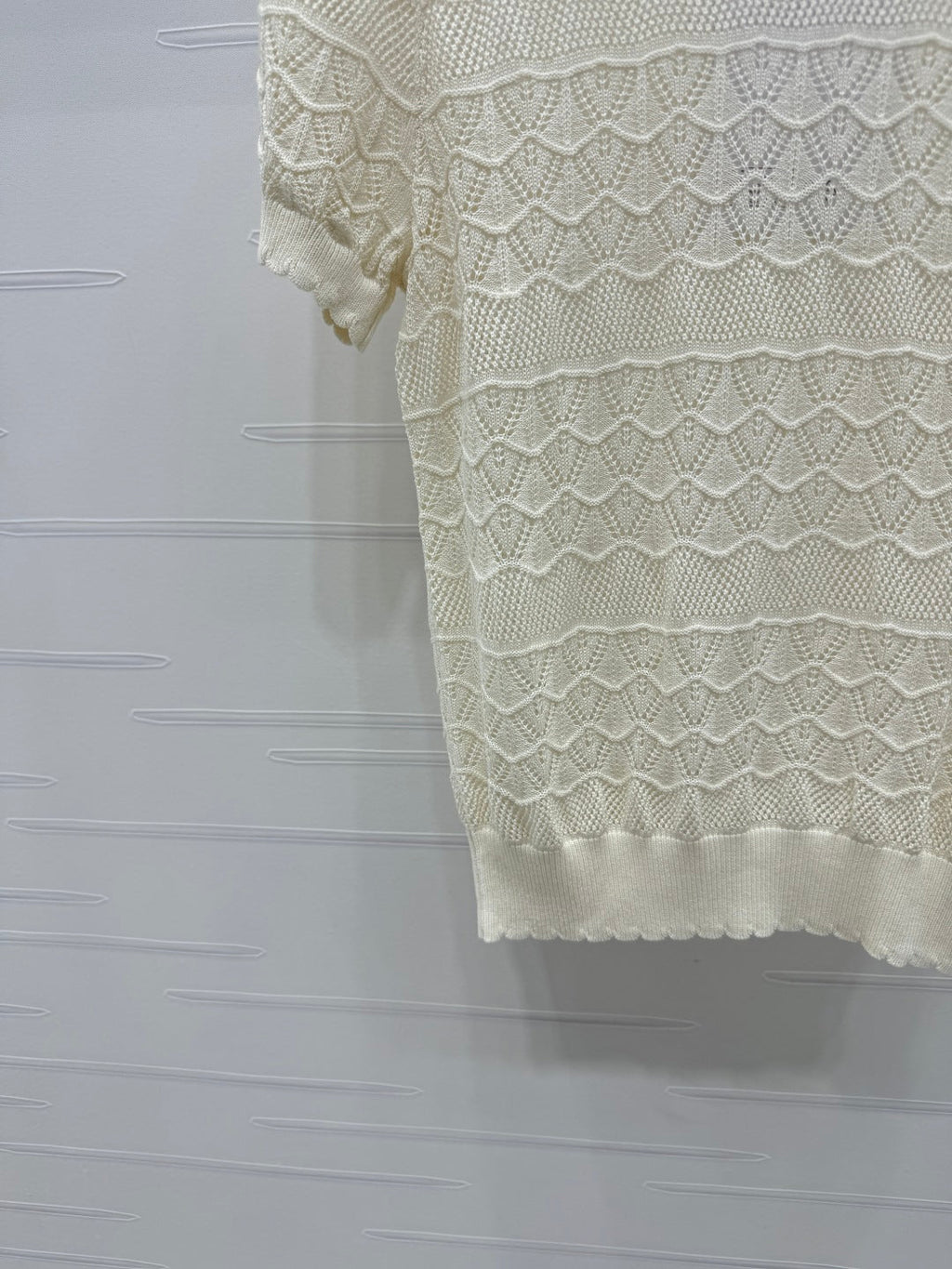 CHANEL 25S HOLLOW KNIT SHORT SLEEVE TOP 264150