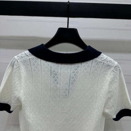 VALENTINO 25S HOLLOW V-NECK BLOUSE 264161
