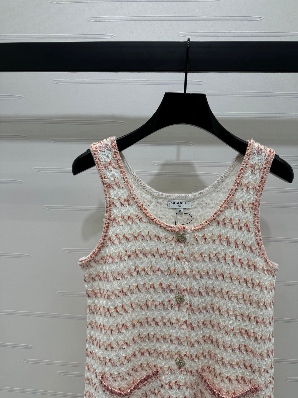 CHANEL 25S ROUND NECK KNIT DRESS WITH PEARL TAG 264026
